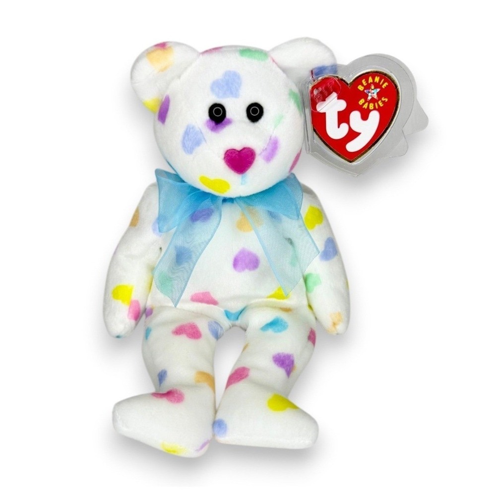 Kissme the Bear | Colorful Heart Sweetheart | Mint Heart Tag TY Beanie Baby
